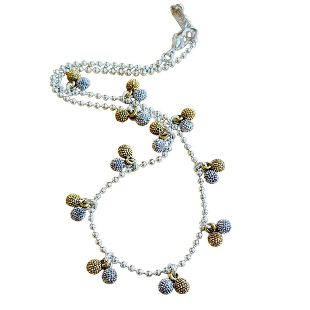 VTG Napier Two Tone Ball Chain Metal Necklace Silver Gold Tone Choker MOD 16.5"